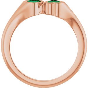 14K Rose Gold Lab-Grown Emerald Two-Stone Ring