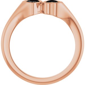 14K Rose Gold Natural Onyx Two-Stone Ring