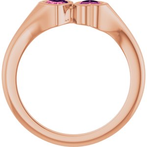 14K Rose Gold Natural Pink Tourmaline Two-Stone Ring