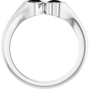Sterling Silver Natural Onyx Two-Stone Ring