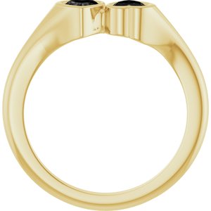 14K Yellow Gold Natural Onyx Two-Stone Ring
