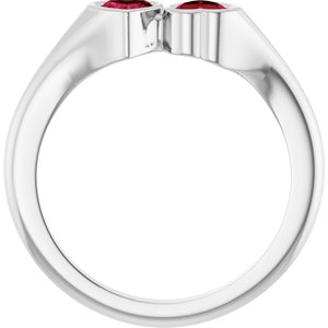 Platinum Lab-Grown Ruby Two-Stone Ring