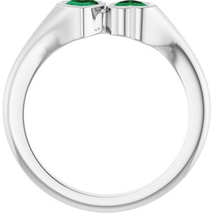 Platinum Lab-Grown Emerald Two-Stone Ring