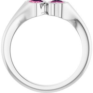 Platinum Natural Pink Tourmaline Two-Stone Ring