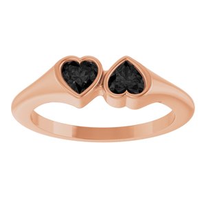 14K Rose Gold Natural Onyx Two-Stone Ring