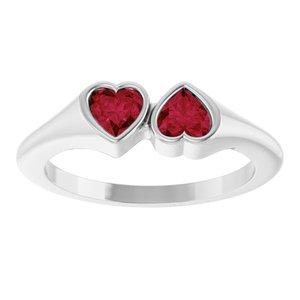 14K White Gold Lab-Grown Ruby Two-Stone Ring