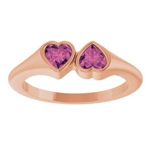 14K Rose Gold Natural Pink Tourmaline Two-Stone Ring