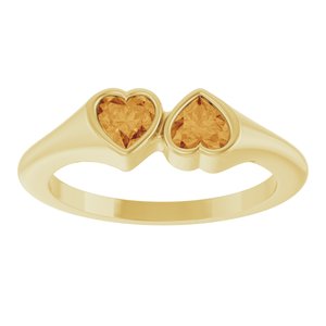 14K Yellow Gold Natural Citrine Two-Stone Ring