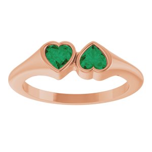 14K Rose Gold Lab-Grown Emerald Two-Stone Ring