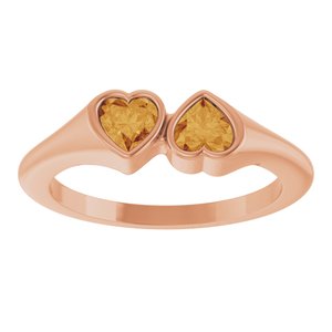 14K Rose Gold Natural Citrine Two-Stone Ring