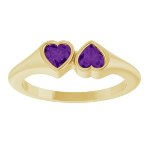 14K Yellow Gold Natural Amethyst Two-Stone Ring