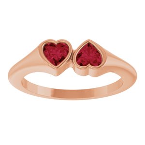 14K Rose Gold Lab-Grown Ruby Two-Stone Ring