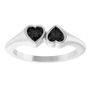 14K White Gold Natural Onyx Two-Stone Ring