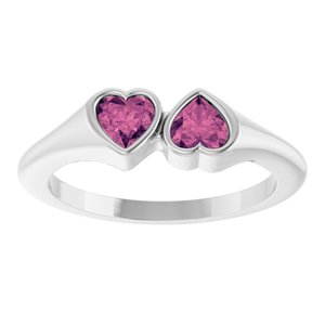 Sterling Silver Natural Pink Tourmaline Two-Stone Ring