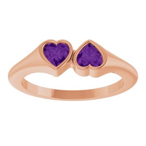 14K Rose Gold Natural Amethyst Two-Stone Ring