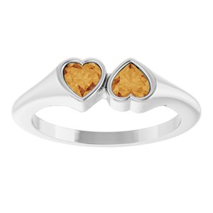 Sterling Silver Natural Citrine Two-Stone Ring