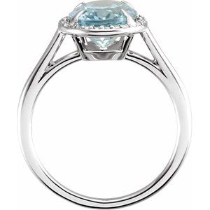 14K White Gold 10x8 mm Natural Aquamarine & .06 CTW Natural Diamond Ring