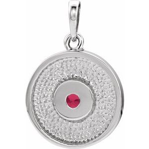Platinum Natural Ruby Disc Pendant