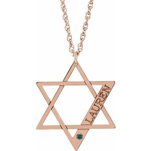 14K Rose Gold-Plated Sterling Silver Personalized Imitation Alexandrite Star of David 16" Necklace