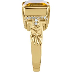 14K Yellow Gold Natural Citrine & 1/5 CTW Natural Diamond Ring