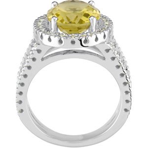 14K White Gold Natural Lemon Quartz & 1/2 CTW Natural Diamond Ring