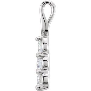 14K White Gold 1/2 CTW Natural Diamond Three-Stone Pendant