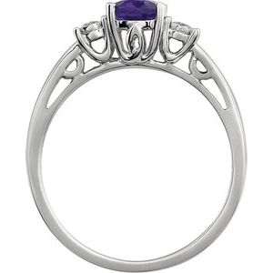 14K White Gold Natural Amethyst & .04 CTW Natural Diamond Ring