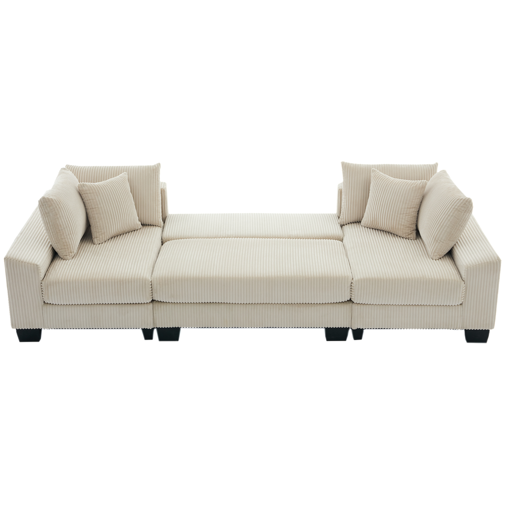[NEW ARRIVED] [VIDEO PROVIDED] 114' Sleeper Sofa,U Shaped Sofa , Pull Out Bed,Convertible Oversize 2 in 1 Sleeper Sofa, Living Room,Upholstery Sofa Bed,Adjustable Sleeper Sofa,Corduroy,Beige