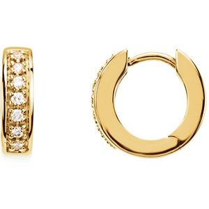 14K Yellow Gold 1/6 CTW Natural Diamond 12.1 mm Hoop Earrings