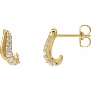 14K Yellow Gold 1/6 Natural Diamond Freeform Earrings – image 2