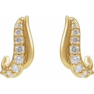 14K Yellow Gold 1/6 Natural Diamond Freeform Earrings – image 3
