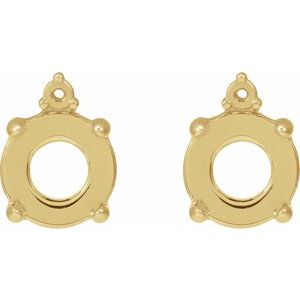 14K Yellow Gold 8 mm Round 4-Prong Claw Cabochon Earring Mounting – image 2