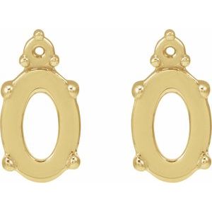 14K Yellow Gold 6x4 mm Oval 4-Prong Claw Cabochon Earring Mounting – image 2