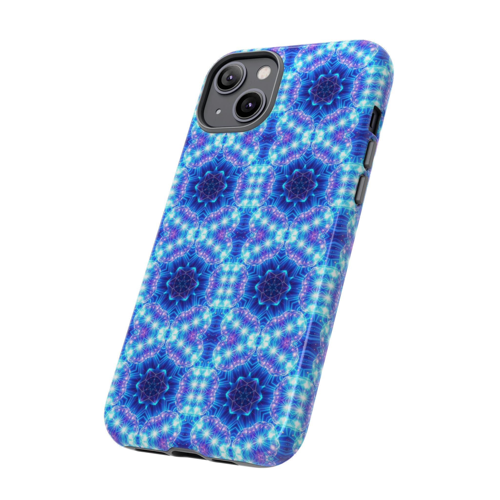Blue Mandalas with Neon Lights Tough Phone Cases