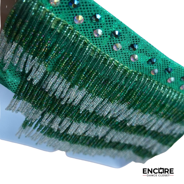 Emerald Green Rhinestone Fringe Costume