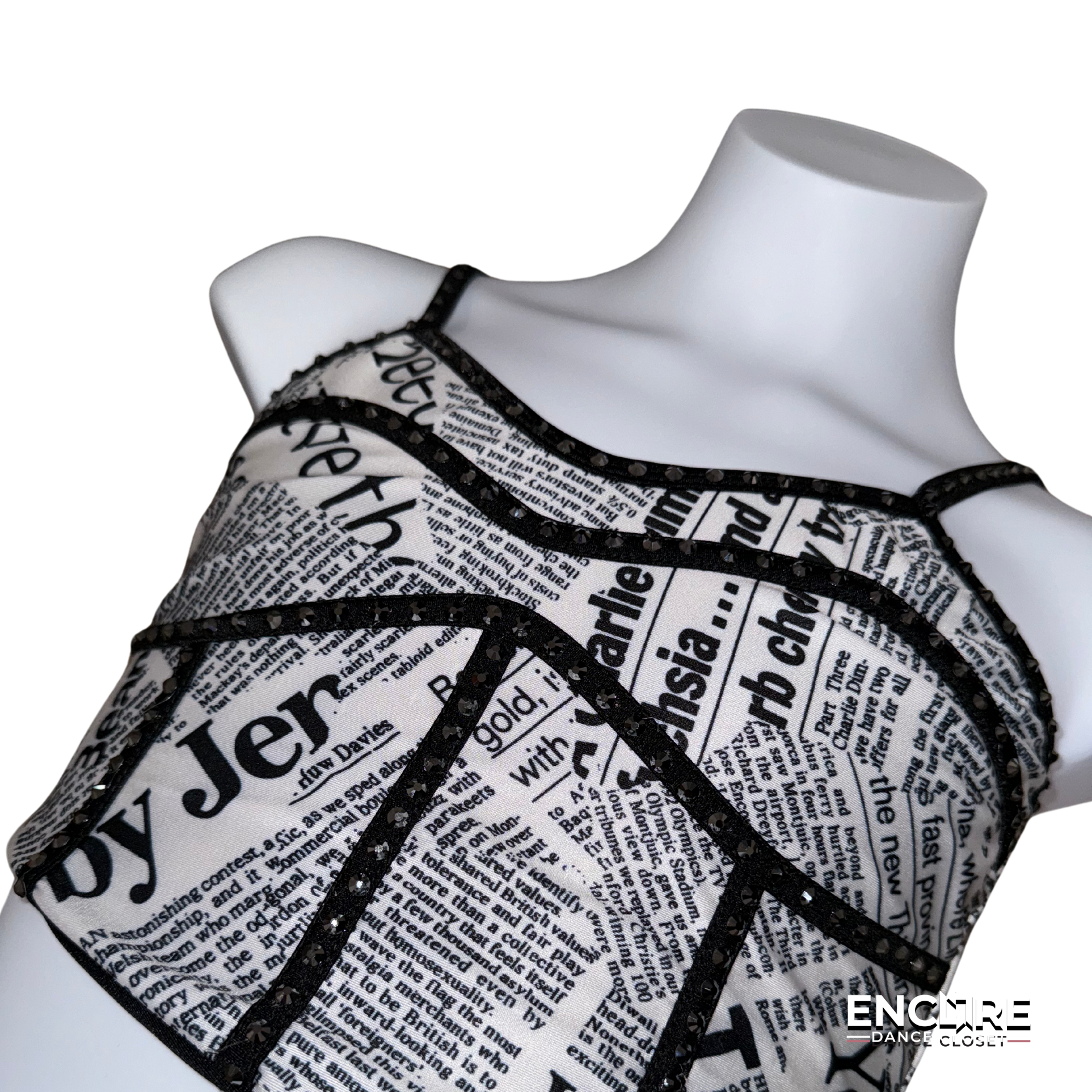 Bold Newspaper-Inspired Two-Piece Costume
