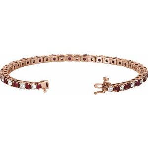 14K Rose Gold Lab-Grown Ruby & 2 3/8 CTW Lab-Grown Diamond Line 7" Bracelet – image 2