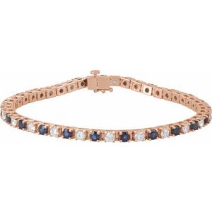 14K Rose Gold Lab-Grown Blue Sapphire & 2 3/8 CTW Lab-Grown Diamond Line 7" Bracelet