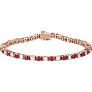 14K Rose Gold Lab-Grown Ruby & 2 3/8 CTW Lab-Grown Diamond Line 7" Bracelet
