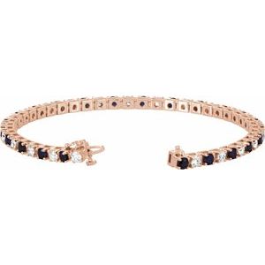 14K Rose Gold Lab-Grown Blue Sapphire & 2 3/8 CTW Lab-Grown Diamond Line 7" Bracelet – image 2