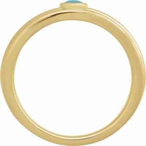 14K Yellow Gold 3 mm Round Natural Turquoise Cabochon Ring
