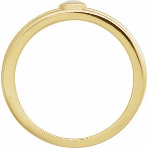 14K Yellow Gold 3 mm Round Natural White Opal Cabochon Ring