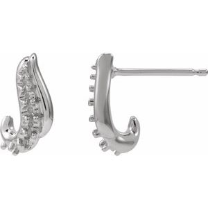 14K White Gold Accented Right Freeform Earring Mounting