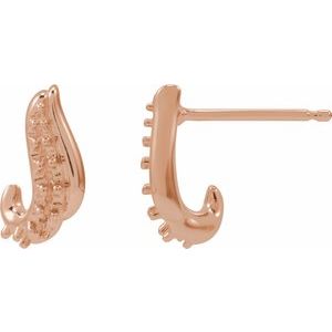 14K Rose Gold Accented Right Freeform Earring Mounting