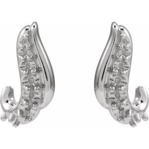 14K White Gold Accented Left Freeform Earring Mounting – image 2