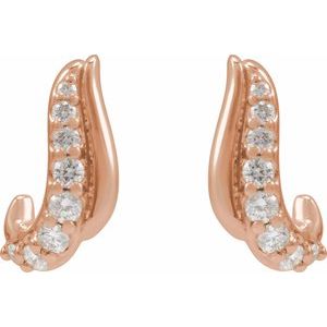 14K Rose Gold 1/6 Natural Diamond Freeform Earrings – image 3