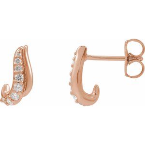 14K Rose Gold 1/6 Natural Diamond Freeform Earrings