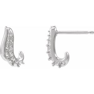 14K White Gold Accented Left Freeform Earring Mounting
