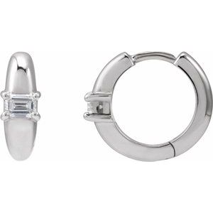 Sterling Silver 1/3 CTW Lab-Grown Diamond 13.4 mm Hoop Earrings
