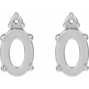 14K White Gold 8x6 mm Oval 4-Prong Claw Cabochon Earring Mounting – image 2